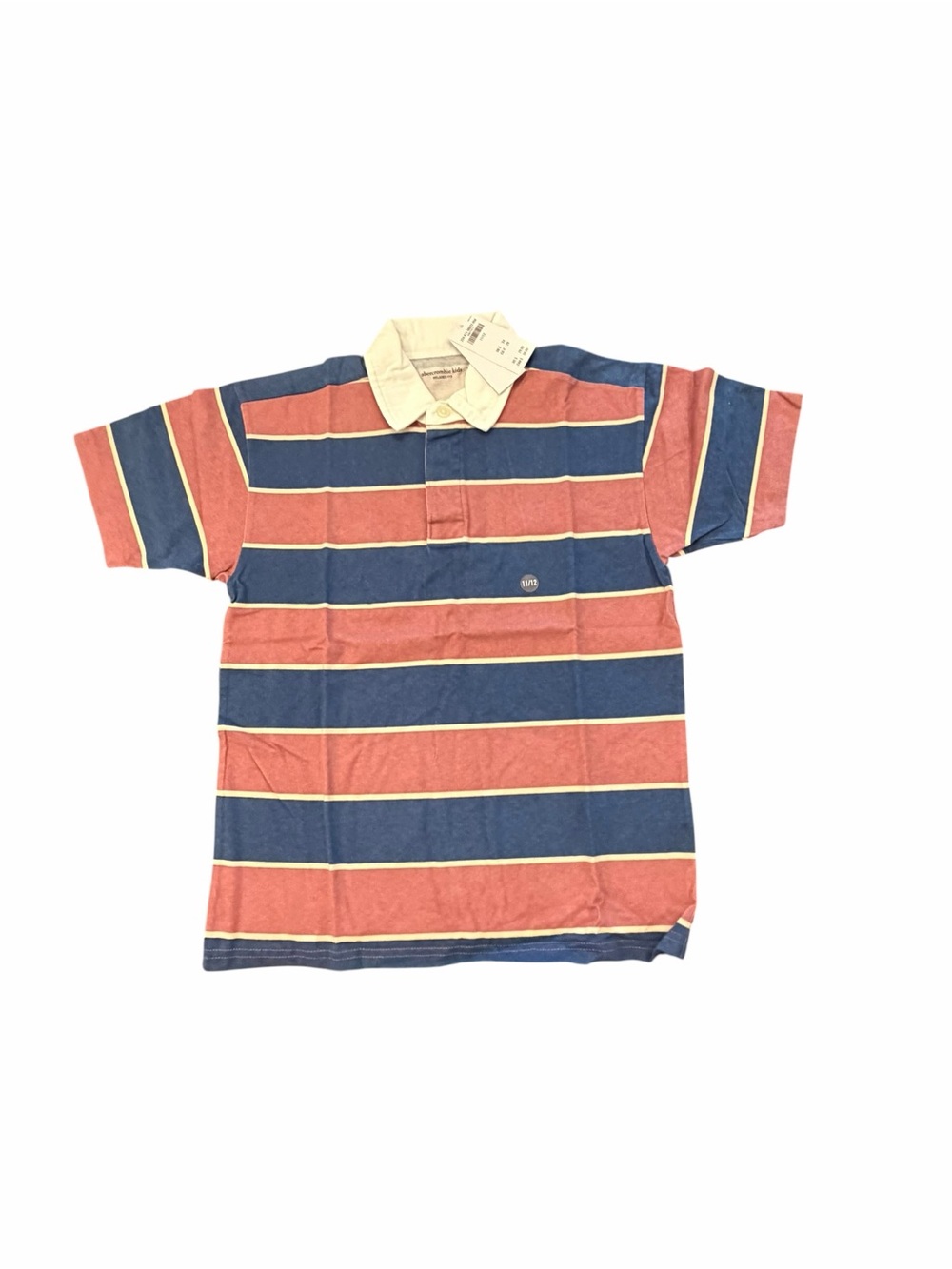 Abercrombie Kids Polo Shirt Boys Short Sleeve 11/12 Large Stripe Relaxed Fit NEW